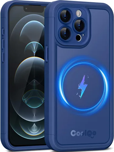 Vista 39 de COOLQO Funda magnética para iPhone 12, doble capa mate resistente a los arañazos, color negro