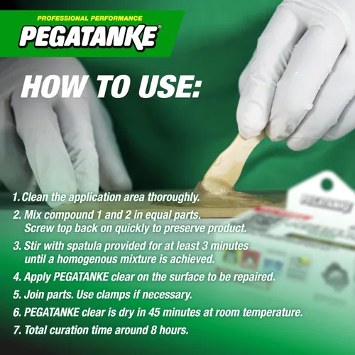 Vista 5 de PEGATANKE - Resina epoxi transparente de 2 partes Adhesivo profesional de soldadura en frío Pegamento de metal de alta resistencia para tanques