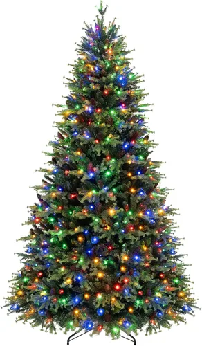 Vista 11 de Goplus Árbol de Navidad de abeto artificial preiluminado de 4.5 pies con Rosa
