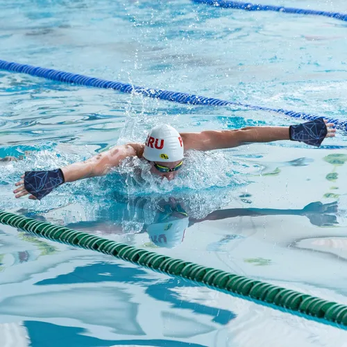 Vista 7 de PATIKIL Guantes acuáticos de natación guantes de natación con malla de impresión de resistencia al agua accesorios de entrenamiento para natación