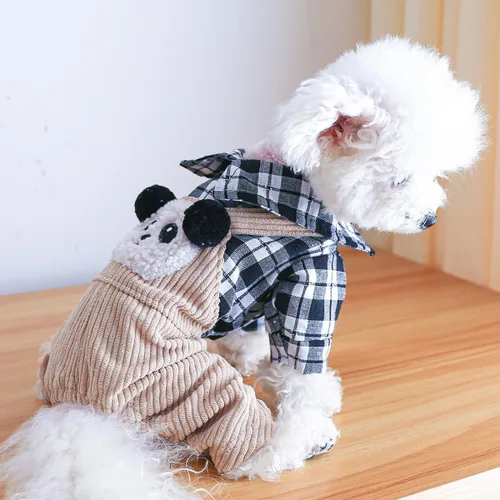 Vista 32 de Ropa de invierno para perros, overoles elegantes para mascotas para perros pequeños y medianos, lindo mono para cachorros, ropa clásica para perros