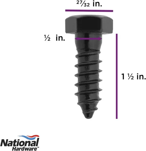 Vista 3 de National Hardware N800-123 Tornillos de retención, negro, 1/2" x 1 1/2