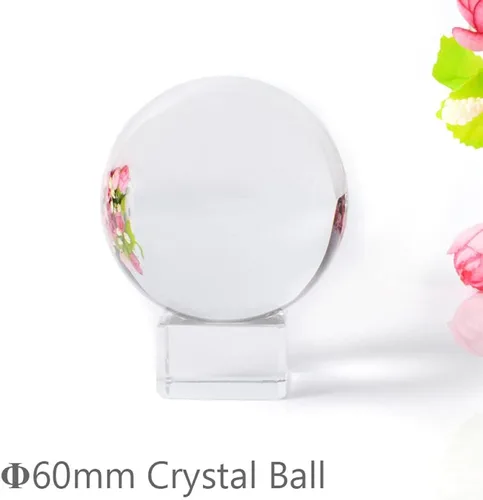 Vista 2 de 6CM 1PC K9 Rare Natural Bolas De Cristal De Cuarzo Cura Bola Esfera Mágica de Vidro Boa Sorte Feng Shui Presente Globo para Decoración de Con base