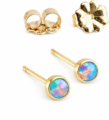 Vista 33 de Juego de aretes pequeños de oro con bisel, bola para cartílago, tragus, hélice, múltiples joyas hipoalergénicas de piedra natal para mujer