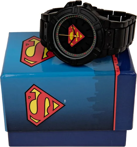 Vista 5 de Accutime Watch DC Comics Superman Classic Symbol - Cara de reloj con correa de metal negra, (no especificada), Negro