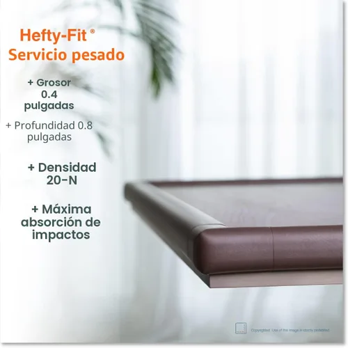 Vista 2 de Roving Cove HeftyFit - Protector de esquina para bebé (4 esquinas grandes), protectores de goma suave de espuma de goma para muebles, adhesivo 3M