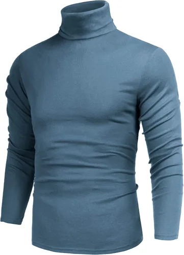 Vista 28 de Poriff - Suéter de cuello de tortuga térmico, de punto, liviano, casual, con corte entallado, para hombre Albaricoque
