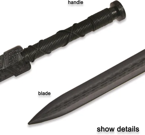 Vista 5 de 39" Plastic Martial Arts Polypropylene Training Katana Practice Sword, Black Chinese Tang Dynasty Style Dragon Pattern Decorated Sword with Scabbard
