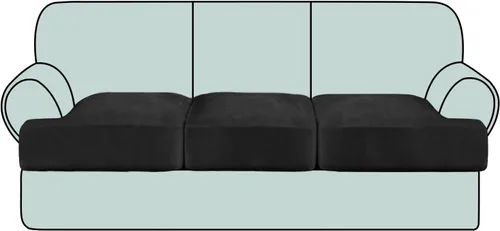 Vista 33 de Fundas de cojín de terciopelo elástico de lujo para sofá, juego de 3 piezas para sofás en forma de T, fundas antideslizantes y lavables, protector
