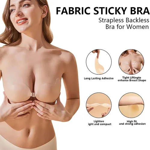 Vista 3 de MOZUI Silicone Sticky Bra Ultra Thin Adhesive Bra Invisible Silicone Bra Mango Sticky Bras Reusable Strapless Push Up Bras