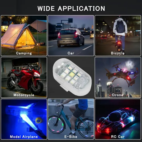 Vista 4 de SEISSO 8-Pack de luces estroboscópicas LED inalámbricas con control remoto anticolisión, carga USB, luces de advertencia de peligro, kit de luces