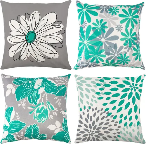 Vista 10 de Baidast Juego de 4 fundas de almohada decorativas marrones de 18 x 18 pulgadas, color marrón y gris, fundas de almohada modernas de lino