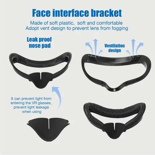 Vista 2 de VR Accessories Suitable for Oculus Quest 2VR Controller Grips CoverVR Shell CoverVR Facial Vent Interface Bracket Accessories 3-in-1 SetRed8Pcs Set