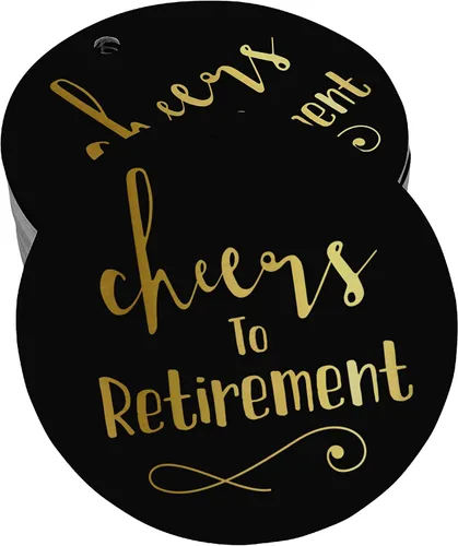 Vista 37 de Etiquetas de papel para colgar con texto en inglés "Cheers to Retirement Wall" (50 unidades)