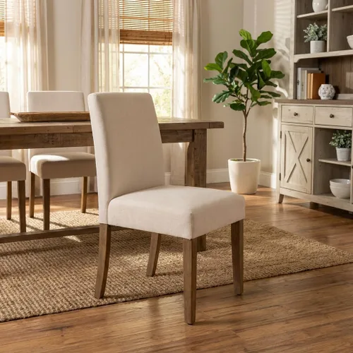 Vista 3 de YOUNIKE Juego de 2 sillas de comedor tapizadas de tela con respaldo alto, modernas de mediados de siglo, con cojín acolchado de 4.7 pulgadas, patas