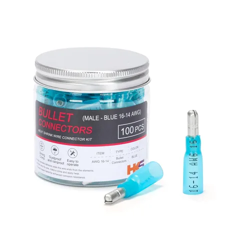 Vista 10 de HKS Kit de 120 piezas/60 pares de conectores de bala termorretráctiles – Terminales de alambre macho y hembra calibre 22-10 AWG – Conectores