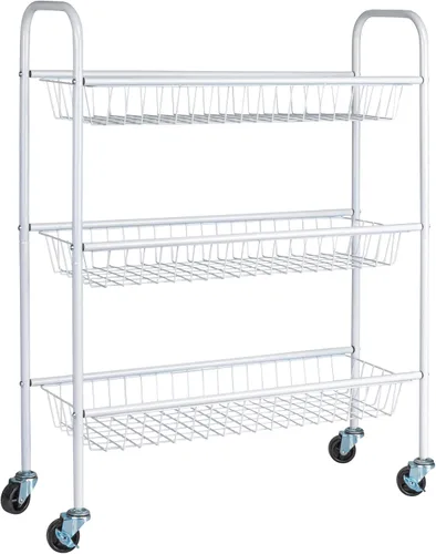 Vista 7 de Household Essentials - Carrito delgado de almacenamiento de metal, 3 niveles cromado
