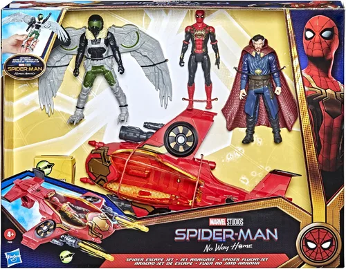 Vista 2 de Spider-Man Marvel: Spider Escape Jet, con 3 figuras de acción en escala de 6 pulgadas, incluyendo Spider-Man y Marvel's Vulture, 4 proyectiles, a