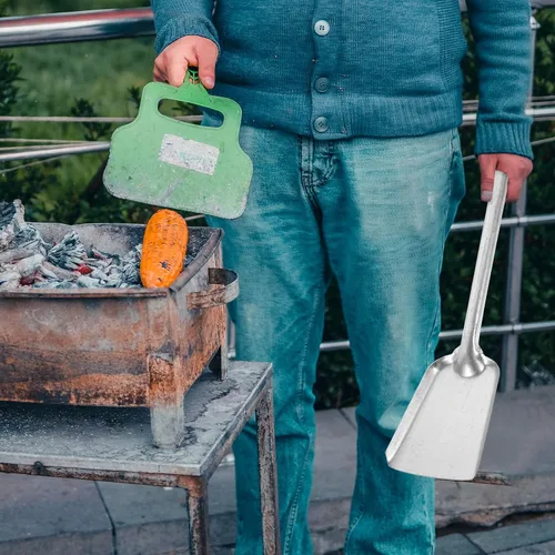 Vista 4 de Pala de cenizas para chimenea: Pala de carbón de hierro, pala de póquer, recogedor pequeño para barbacoa, cenizas de carbón, herramienta de limpieza