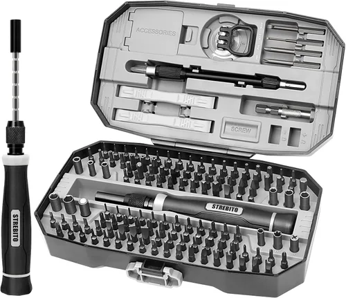 Vista 10 de STREBITO Juego de destornilladores de precisión 153 en 1 pequeño juego de destornilladores magnéticos con funda, kit de herramientas de reparación