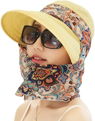 Vista 11 de Sombrero de sol plegable multifuncional con protección solar UPF 50+ para mujer, impermeable, transpirable, cuello facial