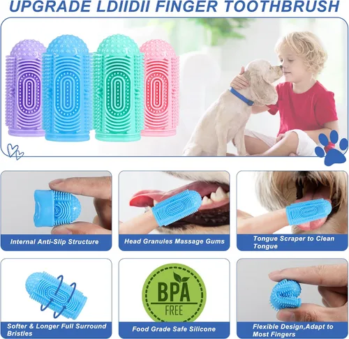 Vista 3 de Paquete de 8 cepillos de dientes para perros, kit de cepillado de dientes para perros, cepillo de dientes para limpieza de dientes y cuidado dental