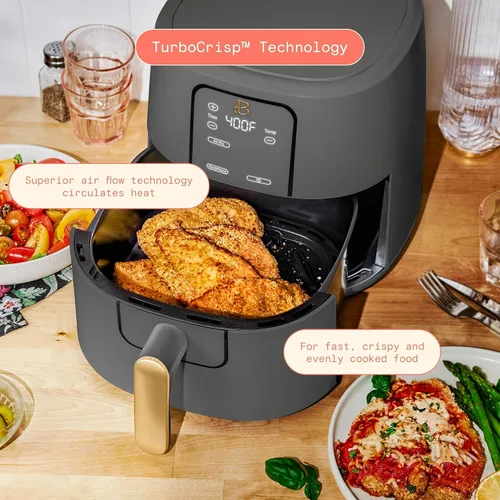 Vista 3 de Hermosa freidora de aire de 6 cuartos de galón con tecnología TurboCrisp, freidora de aire digital de gran capacidad para una cocción rápida