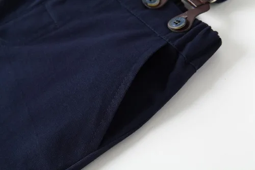 Vista 6 de Kimocat Conjunto de ropa para niños pequeños camisa a cuadros y pantalones con tirantes
