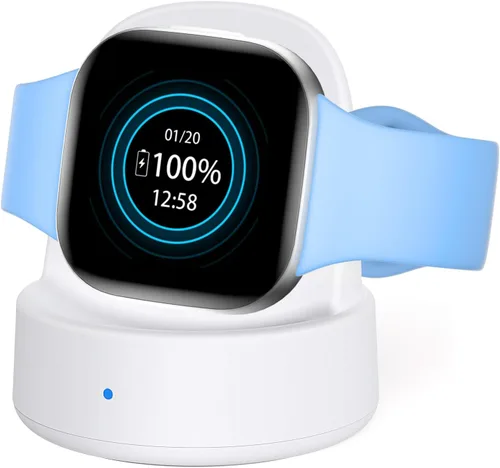 Vista 9 de Base de carga para Fitbit Sense/Sense 2/Versa 3/Versa 4, soporte de cargador magnético de reloj con cable USB-C, accesorios para relojes Negro