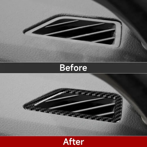 Vista 3 de 2 piezas de calcomanías para rejilla de aire del salpicadero, estilo carbono, de ABS, para ajuste en las rejillas de aire acondicionado, para BMW