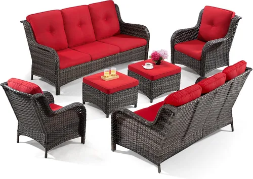 Vista 36 de Juego de 2 sillas de patio giratorias de 360 grados para exteriores y mesa auxiliar a juego – 3 sillas deslizantes de mimbre para patio con cojines