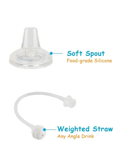 Vista 3 de Kit de conversión de boquilla suave para copa de aprendiz NUK, kit de transición para niños pequeños con boquilla de silicona para sorber, popote