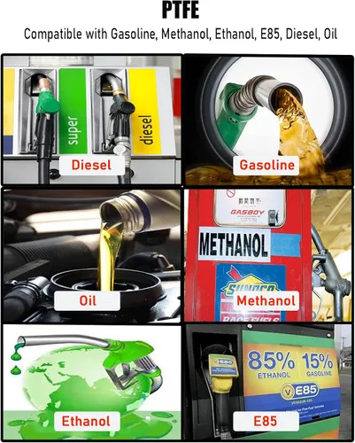 Vista 8 de TT Racing AN-10 Acero inoxidable PTFE (teflón) Gas combustible etanol E85 manguera de línea de aceite de 20 pies con kit giratorio de extremo