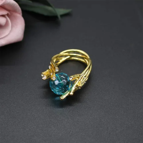 Vista 4 de HSQYJ Luxury Blue Red Oval Cubic Zirconia Promise Rings Classic Style Crystal Anniversary Wedding Engagement Bands Cocktail Ring for Women Girl Gold