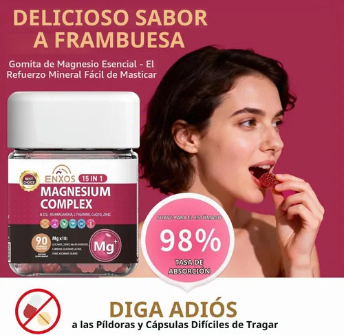 Vista 6 de Gomitas de complejo de magnesio 15 en 1 de glicinato para mujeres