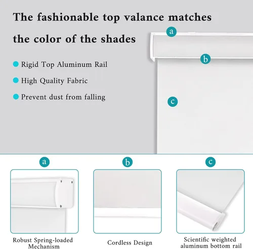 Vista 2 de MYshade Persianas enrollables opacas para ventanas, persianas enrollables sin cordón, fáciles de instalar y protección de privacidad, persianas