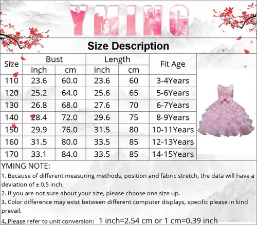 Vista 5 de YMING Flower Girl Rhinestone Tulle Dress Formal Pageant Party Princess Dress Wedding Bridesmaid Evening Gown