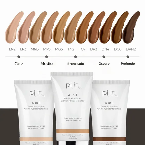 Vista 5 de PÜR MINERALS 4-in-1 Tinted Moisturizer With SPF 20 - Hydrating Face Moisturizer, Primer, & Foundation With Shea Butter, Aloe Vera & Vitamin B3