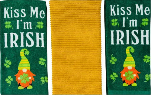 Vista 10 de Serafina Home Toallas de cocina de mano para invitados de baño irlandeses del día de San Patricio: suave y absorbente bordado, diseño de trébol