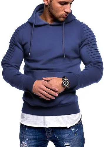Vista 2 de COOFANDY Sudadera con capucha de entrenamiento para hombre, ligera, atlética, moderna, con bolsillo