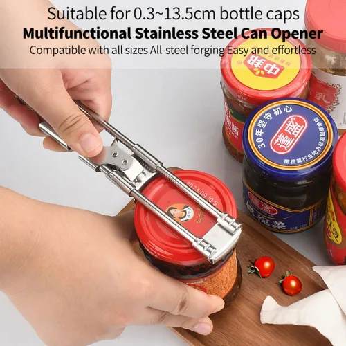 Vista 2 de Abridor de Tarros para Manos Débiles, Nuevo Abridor de Latas Ajustable de Acero Inoxidable, Agarre de Frasco para Tapas Apretadas, Gadgets
