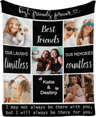 Vista 20 de Regalos de cumpleaños para mujeres, manta de amistad personalizada con tus fotos, manta personalizada con mis propias imágenes para hermanas