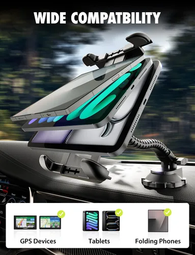 Vista 2 de Bracketron TekGrip - Soporte para tablet para parabrisas de camión y tablero, soporte ajustable de 360° con cuello de cisne, compatible con iPads