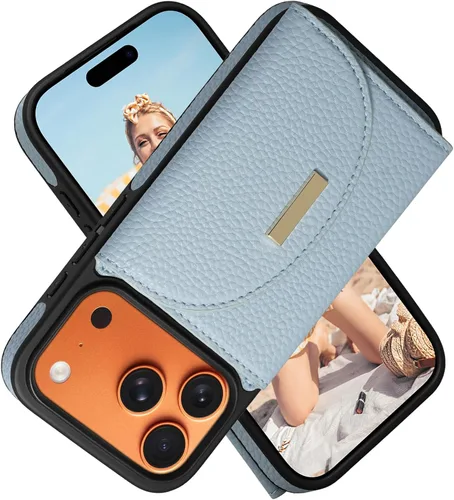 Vista 50 de Funda tipo cartera de Keallce para iPhone 14 Pro de 6.1 pulg., funda con tapa y ranuras para tarjetas, soporte con anillo, funda protectora de piel