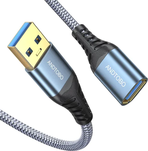 Vista 8 de ANDTOBO Cable de extensión USB de 3.3 pies, USB 3.0 tipo A, macho a hembra, cables extensores de transferencia de datos de alta velocidad de 5 Gbps