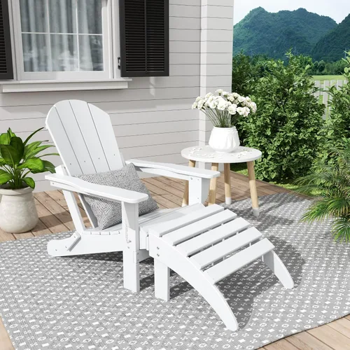 Vista 37 de WestinTrends Malibu - Silla de salón para exteriores, juego de 2 sillas Adirondack con otomana, sillas plegables de madera de polietileno para todo