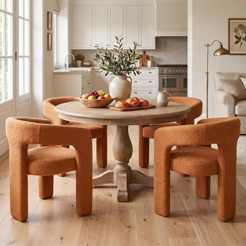 Vista 17 de Silla de Comedor Moderna de Chenille Tipo Barril Tapizada en Tela para Comedor con Brazo, Cómoda Silla Auxiliar de Acento para Cocina/Sala de Beige