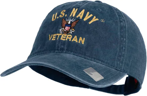 Vista 2 de e4Hats Gorra lavada bordada militar de veterano de la Marina de los EE. UU Azul marino