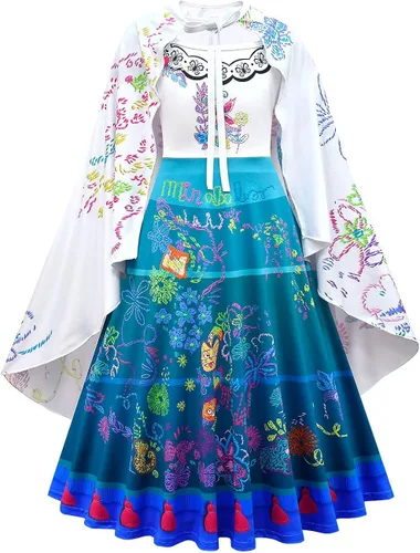 Vista 2 de Mirabel Costume for Encanto Dress Capes for Girls Halloween Costumes for Women Princess Dresses Cosplay Birthday Kids Clothes
