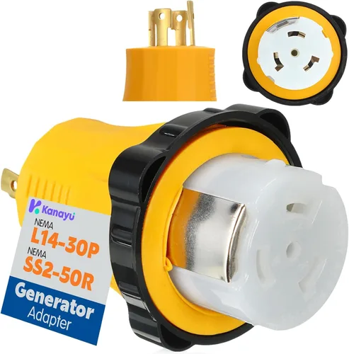 Vista 14 de Kanayu Adaptador para Generador y Soldador Compatible con NEMA L14-30P a L6-30R, Enchufe Macho de 4 Clavijas de 30A a Receptáculo Hembra de Bloqueo